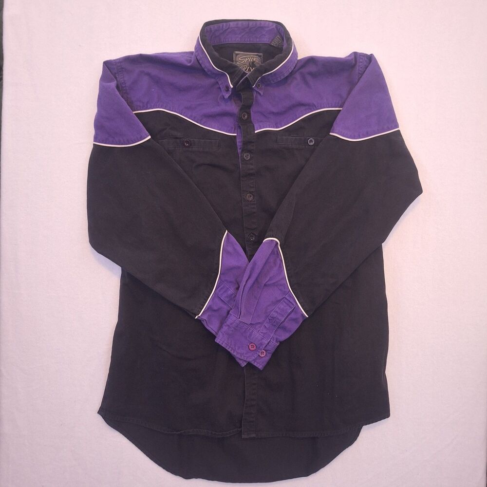 VTG Spindle River Classics Western Shirt XL Purple Black Color Block Rodeo 90s